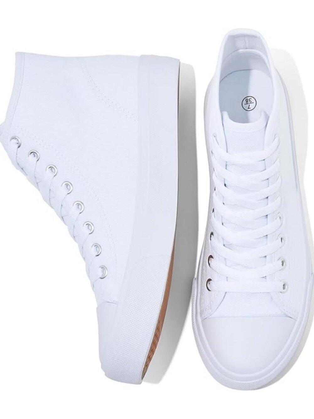 Women's White High Top Canvas Casual Lace Up Fashion Sneakers Shoes